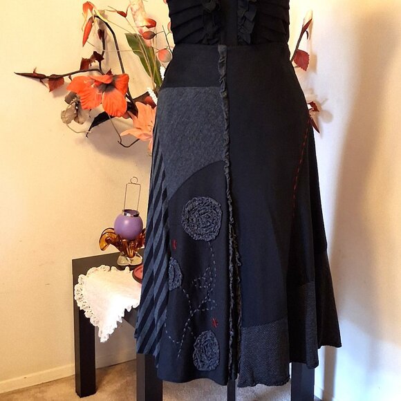 NWT Dolcezza Elegant Black Gray Lined Short Skirt Women's Fall Winter Skirts - Picture 4 of 12